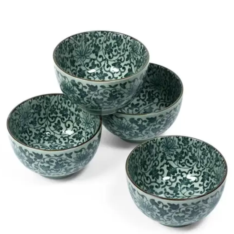 MIYA Company Bowl Sets^Antique Green Karakusa 5" Bowl Set At Miya