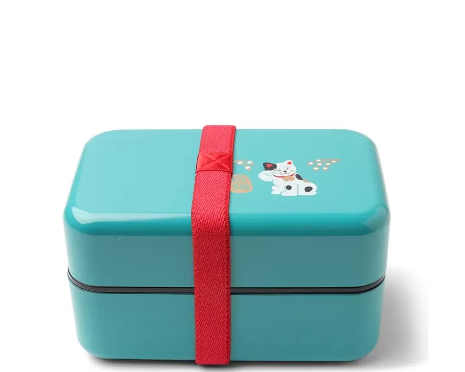 MIYA Company Bento Sets^Bento Box Fortune Cat Teal Blue