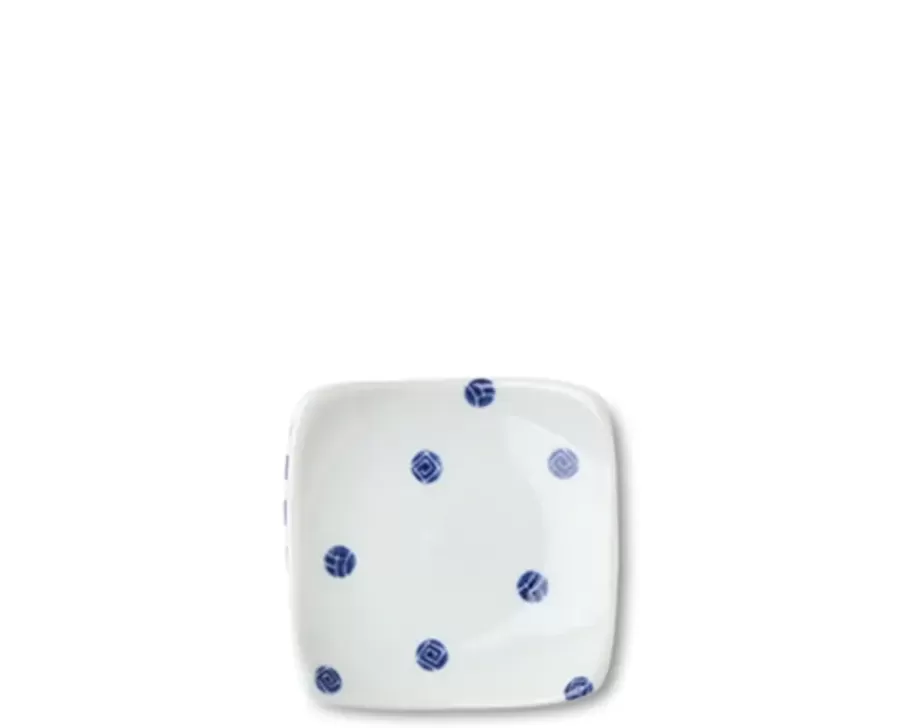 MIYA Company Sauce Dishes^Blue & White Dots 3.5" Plate