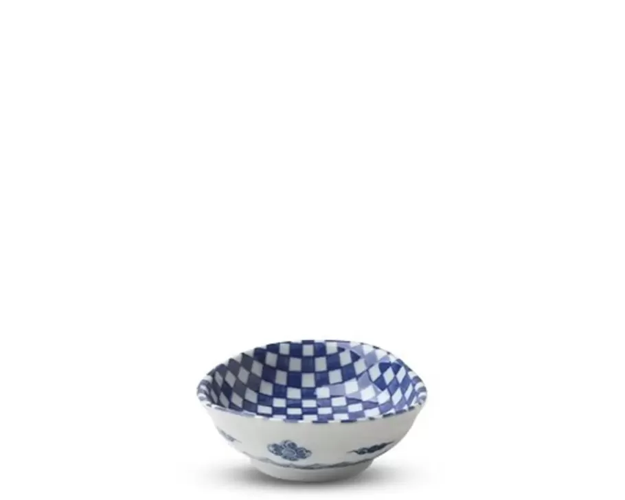 MIYA Company Sauce Dishes^Blue & White Ichimatsu 3.75" Sauce Dish