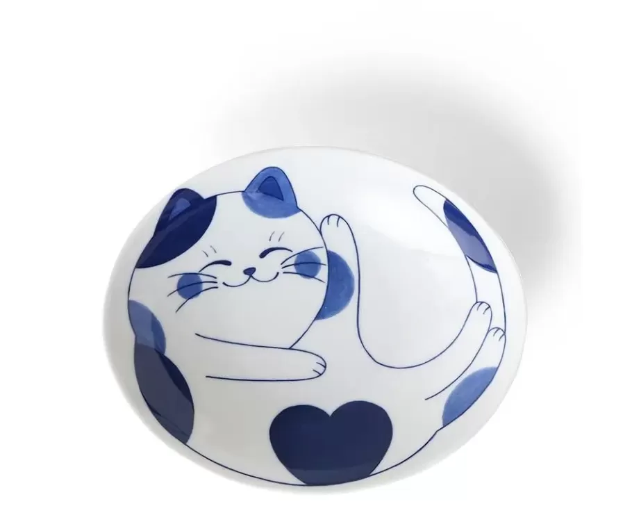 MIYA Company Bowls^Blue Cats 7.5" Oval Bowl