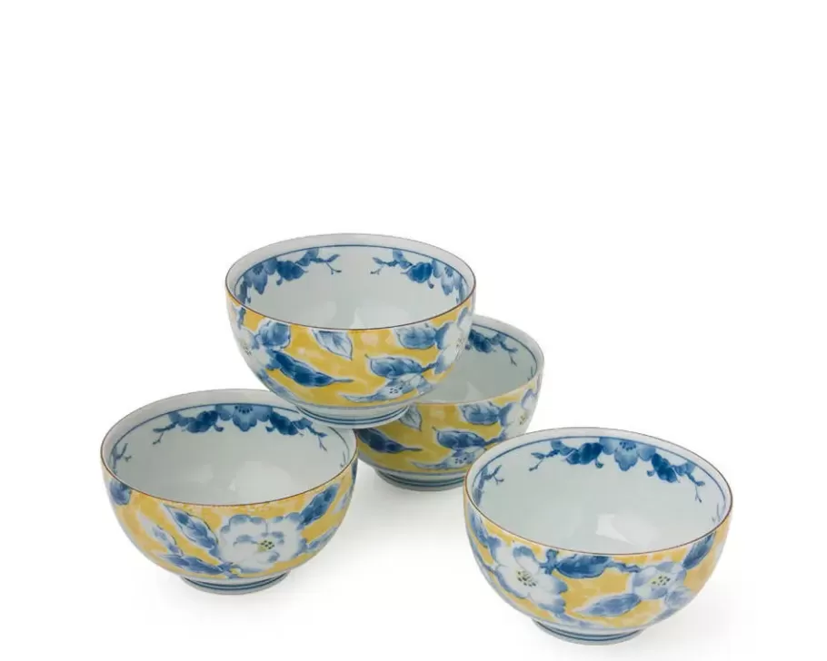 MIYA Company Bowl Sets^Blue Flower 5" Yellow Bowl Set