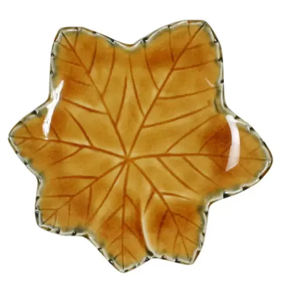 MIYA Company Small Plates^Brown Leaf 4.75" Plate