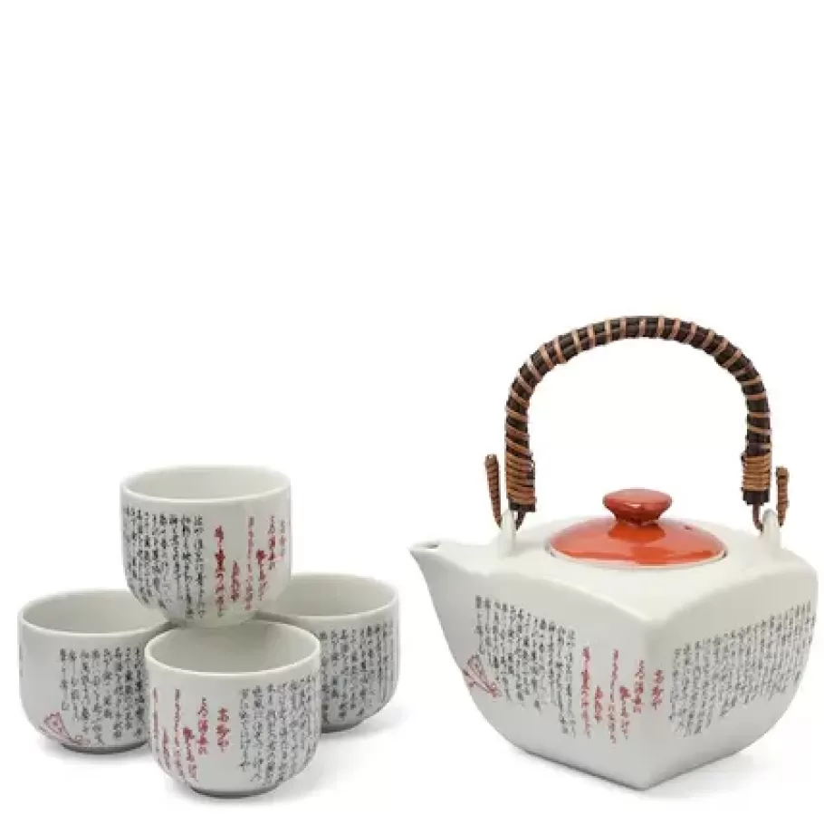 MIYA Company Tea Sets - Ceramic^Calligraphy White Tea Set