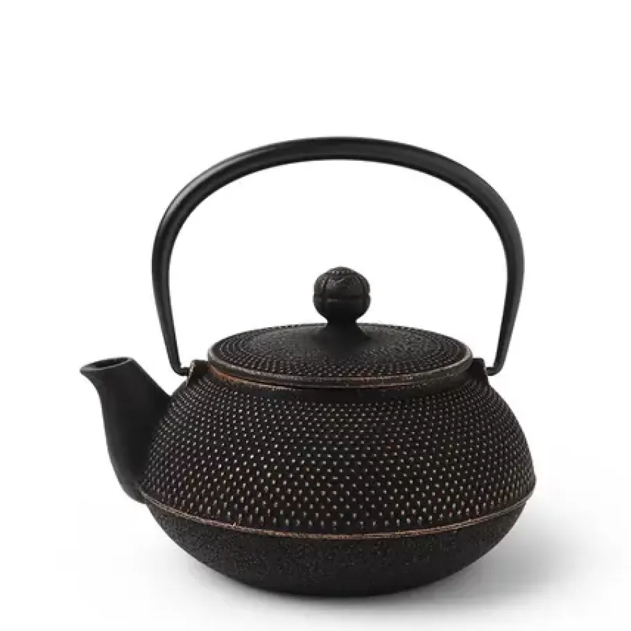 MIYA Company Cast Iron^Cast Iron Gold/Black Hobnail Teapot 0.65L