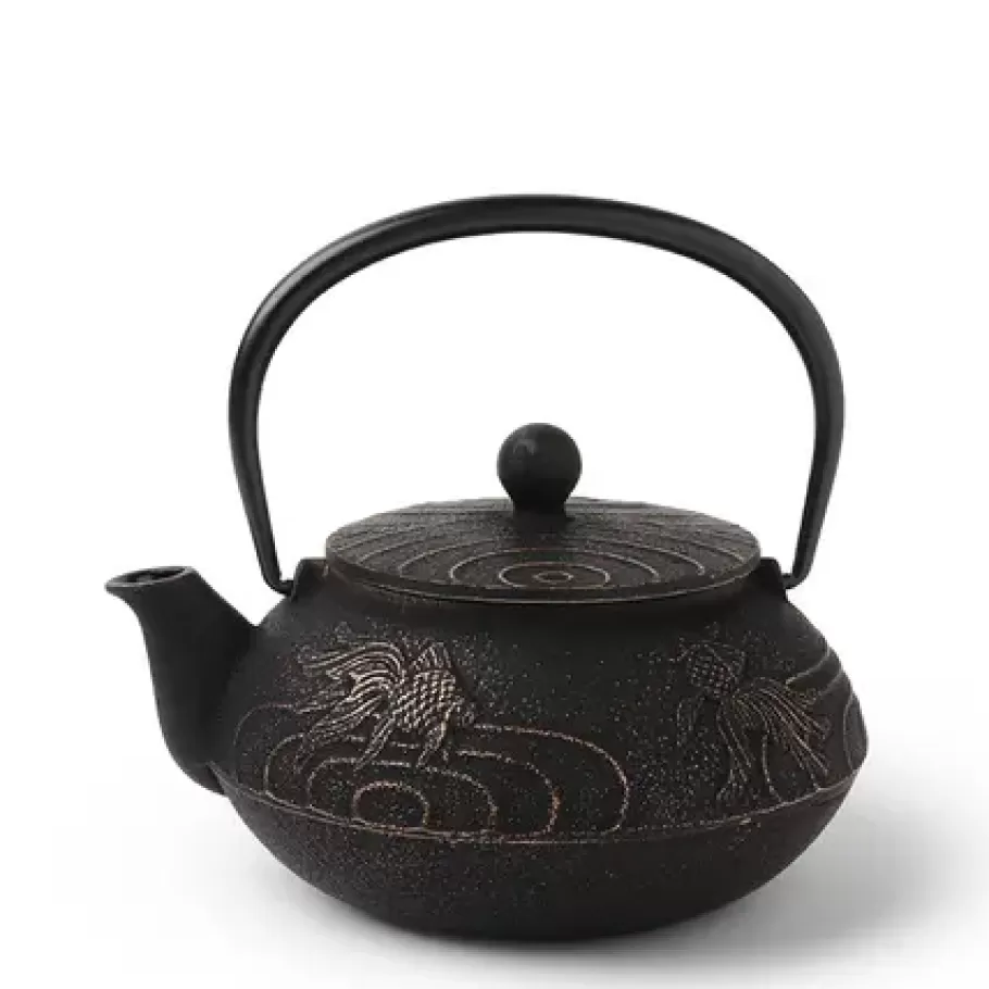 MIYA Company Teapots - Cast Iron^Cast Iron Teapot Black Goldfish