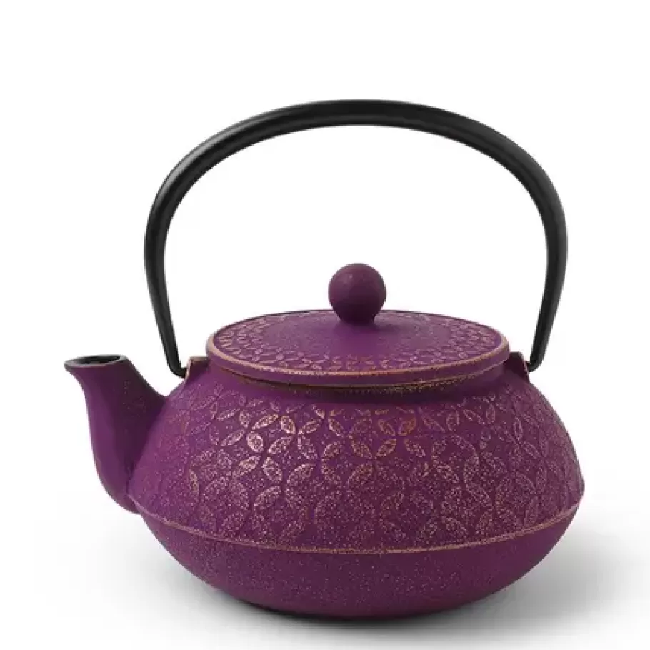 MIYA Company Cast Iron^Cast Iron Teapot Gold Purple Seven Jewels