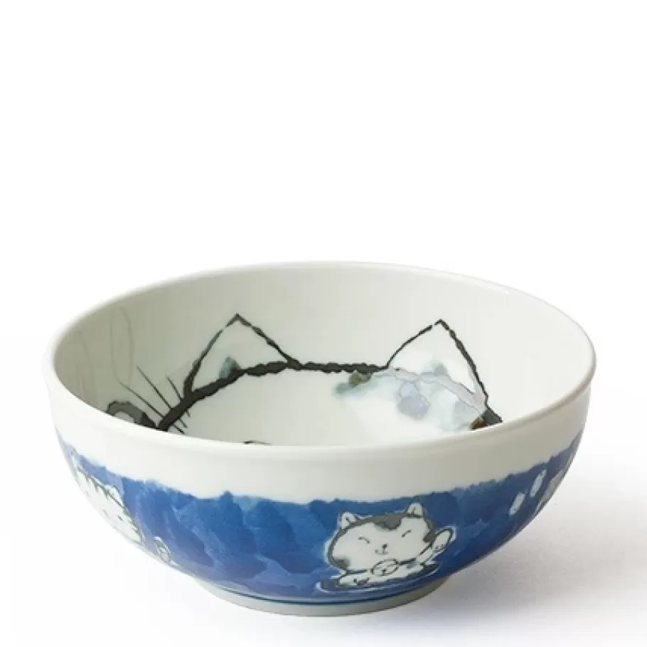 MIYA Company Bowls^Fortune Cat 6.25" Bowl Blue