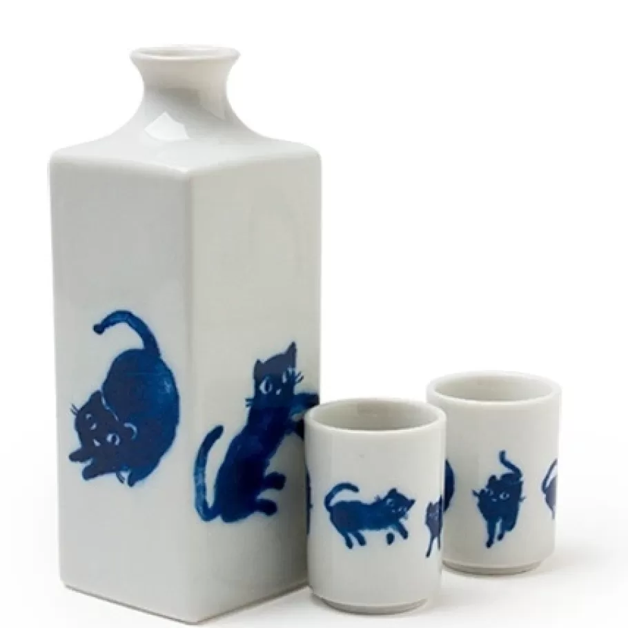 MIYA Company Cats^Midnight Blue Cat Sake Set