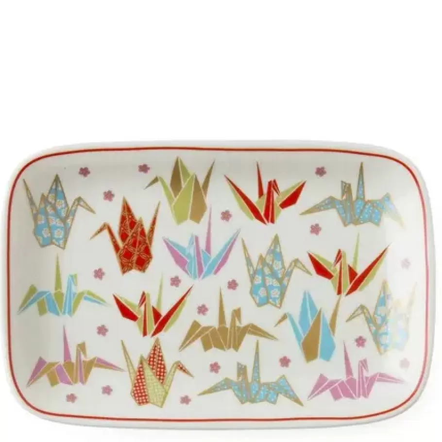 MIYA Company Plates^Origami Cranes 6.5" X 4.25" Plate - Pink