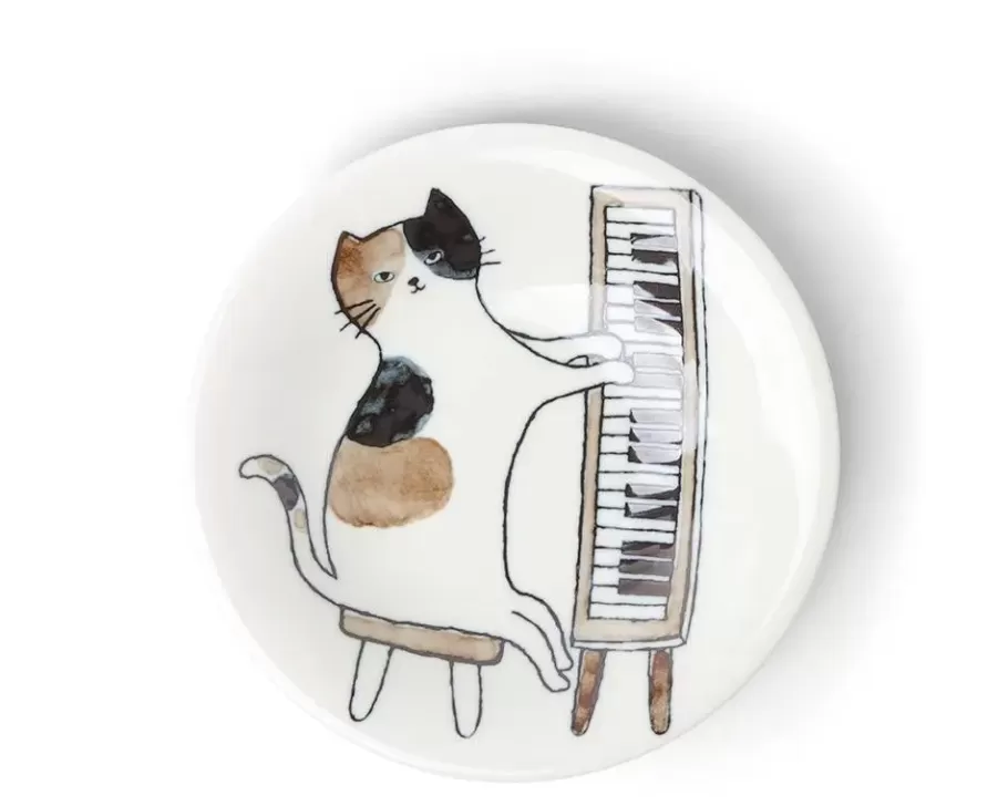 MIYA Company Cats^Piano Cat 6-1/8" Plate