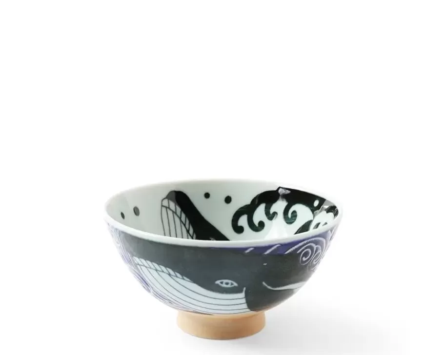 MIYA Company Bowls^Rice Bowl Blue Whale Waves 5"