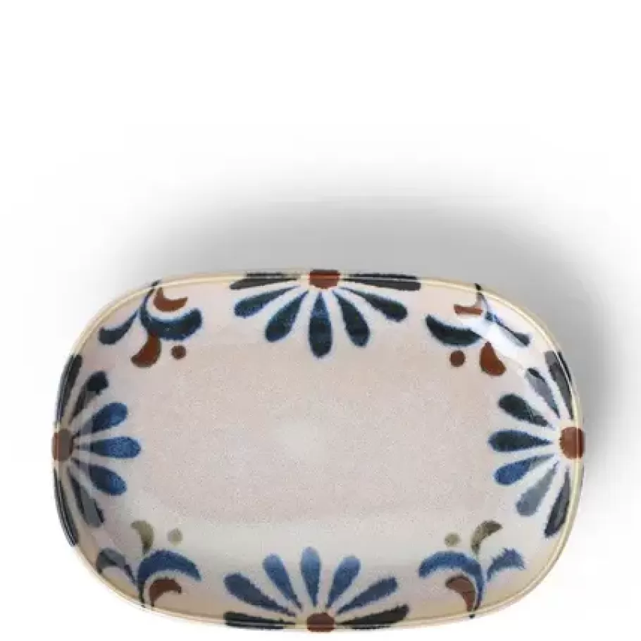 MIYA Company Medium Plates^Rustic Blue Floral Rectangle Plate