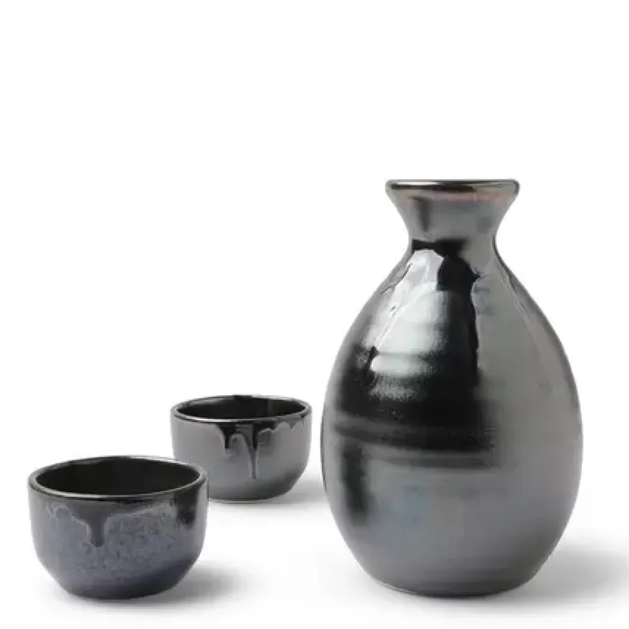 MIYA Company Sake Sets^Sake Set Black Luster