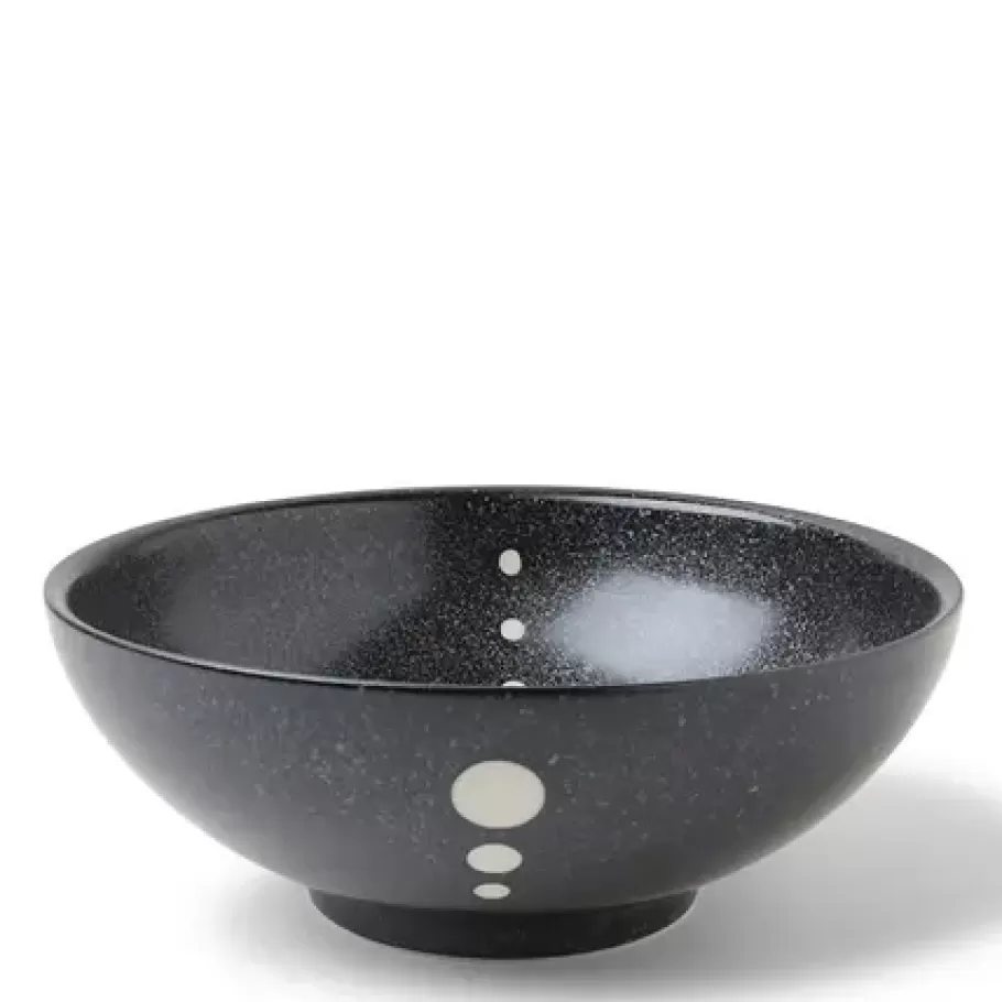 MIYA Company Large Bowls^Satin Black White Dots 8-3/8" Bowl