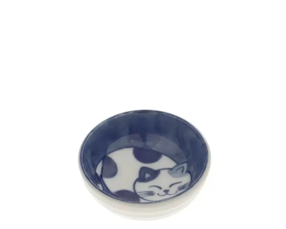 MIYA Company Cats^Sauce Dish Cat Nap Blue/White