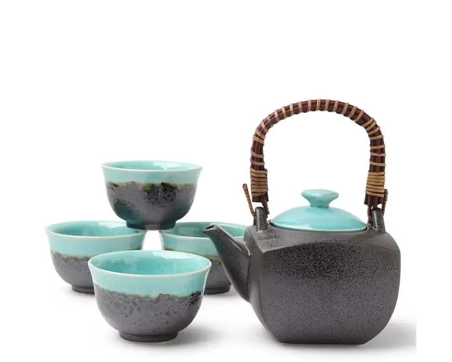 MIYA Company Tea Sets - Ceramic^Tea Set Turquoise Sky Square