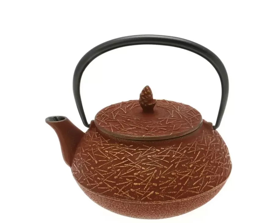 MIYA Company Teapots - Cast Iron^Teapot Cast Iron Gold Cranberry Pine Needles