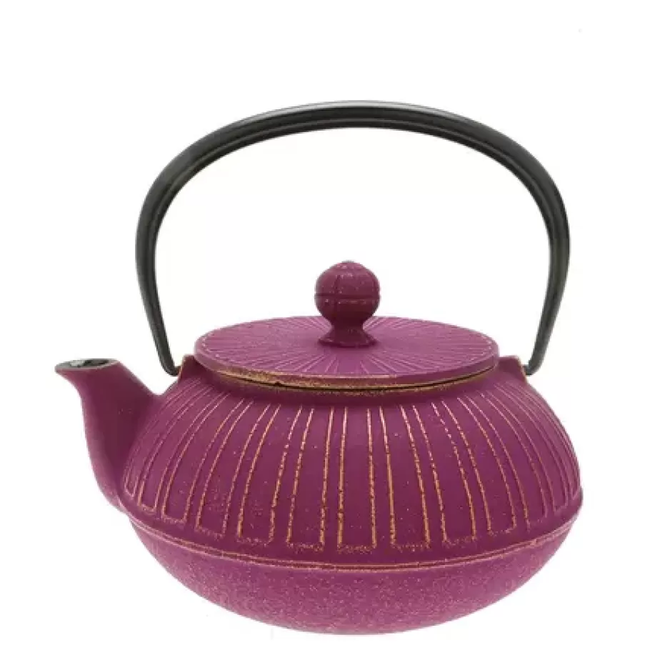 MIYA Company Teapots - Cast Iron^Teapot Cast Iron Gold Purple Chrysanthemum