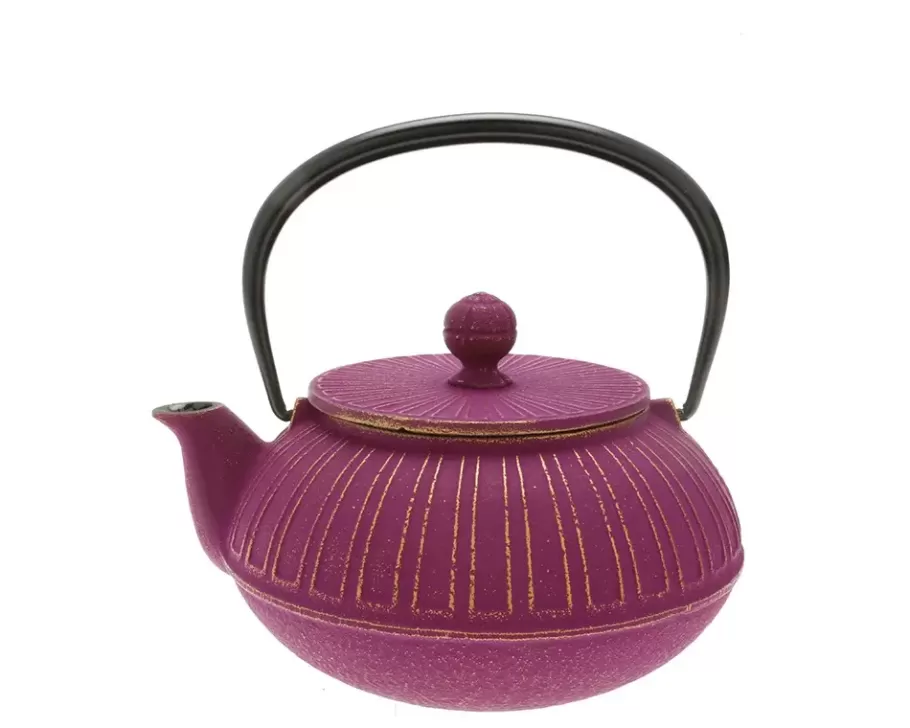 MIYA Company Teapots - Cast Iron^Teapot Cast Iron Gold Purple Chrysanthemum