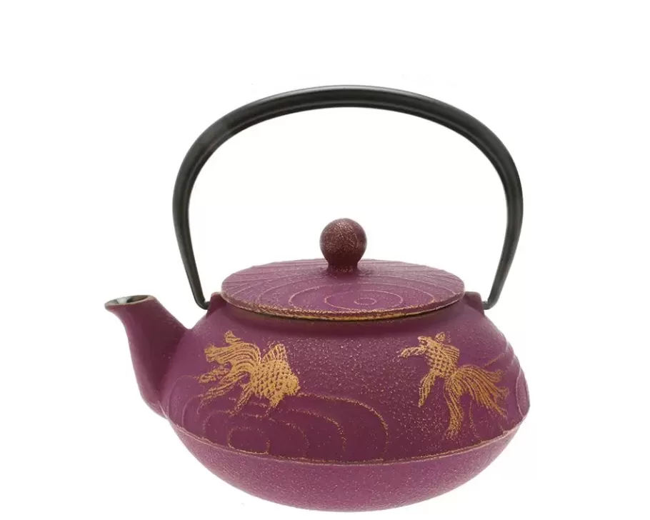 MIYA Company Teapots - Cast Iron^Teapot Cast Iron Purple Goldfish