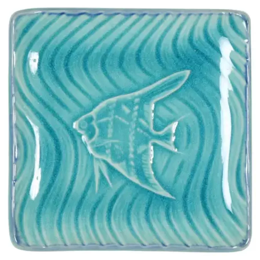 MIYA Company Fish^Turquoise Blue Fish 4.5" Sq. Plate