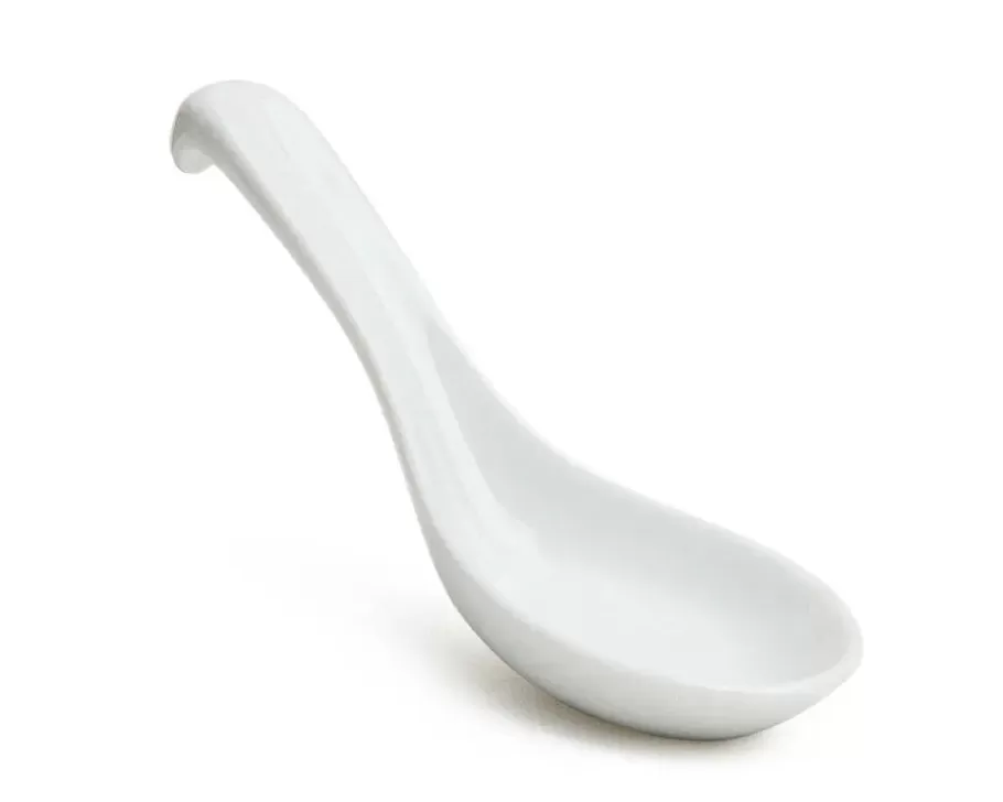 MIYA Company Soup Spoons^White Porcelain Soup Spoon With Stopper